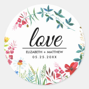 Amour. Stickers Mariage Fleur sauvage d'été