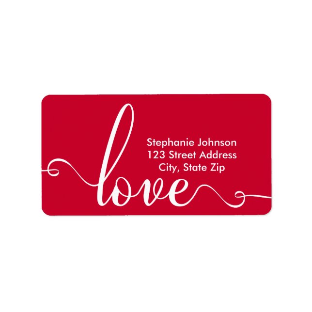 "Amour" Stylish Valentines Day Étiquette de adress (Devant)