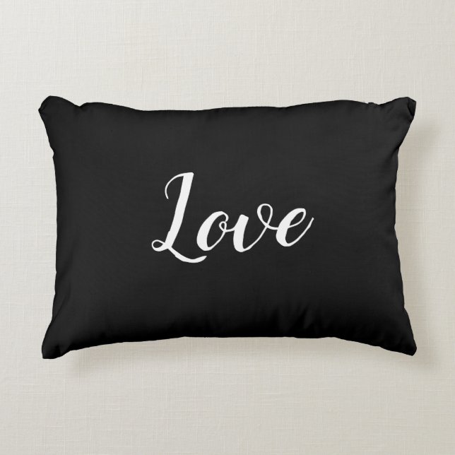 "Amour" sur Coussin d'Accent Noir & Blanc (Devant)