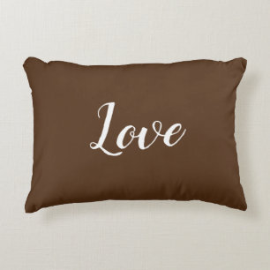 "Amour" sur le Coussin Accent Brown et blanc