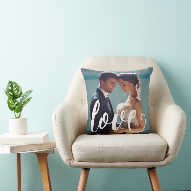 Amour Typographie avec Coussin Photo (Chaise)
