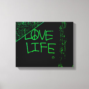 Amour Vie Grafitti Toile Enveloppée Imprimer Neon 
