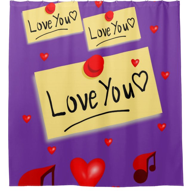 amour violet valentines jour douche rideau (Devant)