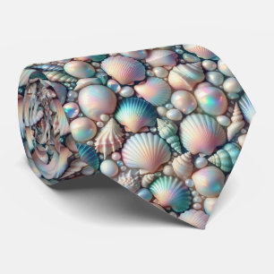 Amoureux de la plage   Cravate Coquillages iridesc