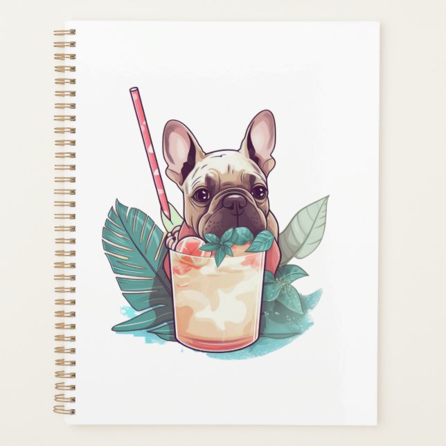 Amoureux de la plage : Frenchie Fizz Planner (Devant)