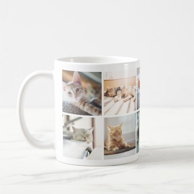 amoureux de les chats Mémoires photo Collage Mug (Gauche)