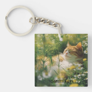 Amoureux de les chats porte - clé personnalisé