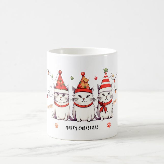 Amoureux des chats Noël Snowflake Café Mug (Centre)