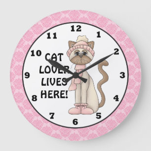 amoureux des chats vit ici horloge murale