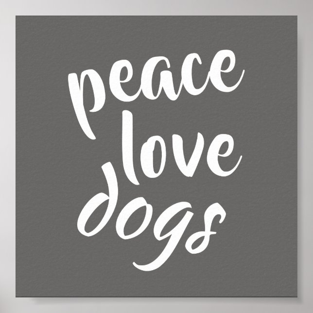 amoureux des chiens citation poster gris et blanc  (Devant)