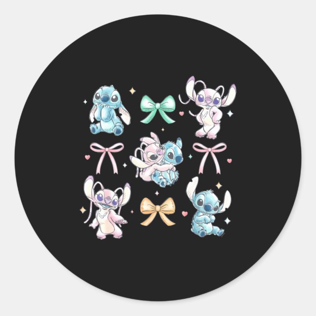 Amp Angel Coquette Style Bows Valentines Day  Runder Aufkleber (Vorderseite)