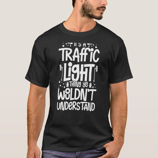 Ampel mit Schild rot-gelber Stopp-Ampel T-Shirt (Vorderseite)