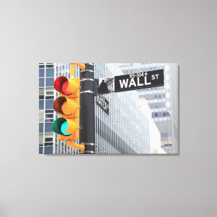 Ampel und Wall Street-Zeichen Leinwanddruck