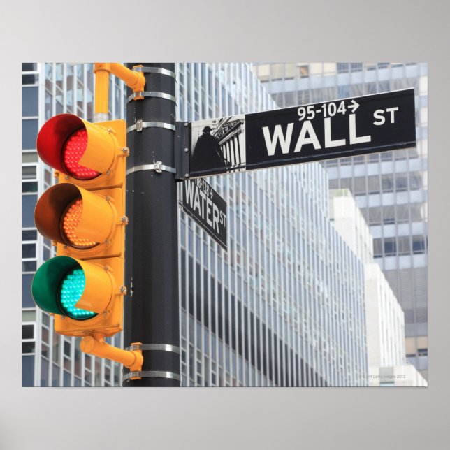 Ampel und Wall Street-Zeichen Poster (Vorne)