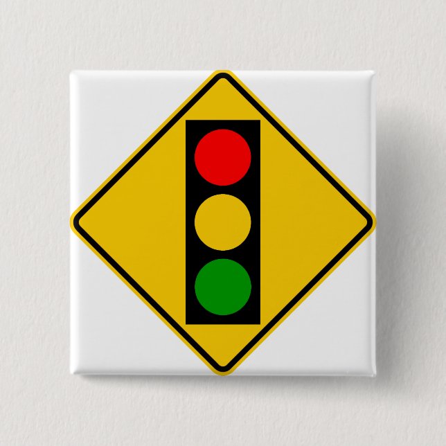 Ampel-voran Landstraßen-Zeichen Button (Vorderseite)