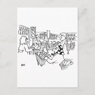 Ampel zur Verkehrsregelung in einem Supermarkt Postkarte