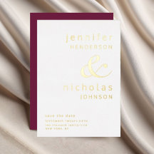 Amperand Burgundy Wedding rettet das Datum Gold