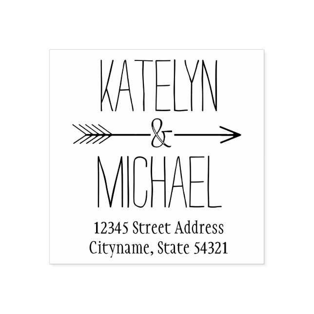 Ampersand Arrow Wedding Monogram Rücksendeadresse Gummistempel (Prägung)