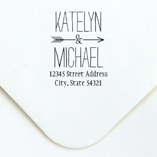 Ampersand Arrow Wedding Monogram Rücksendeadresse Permastempel