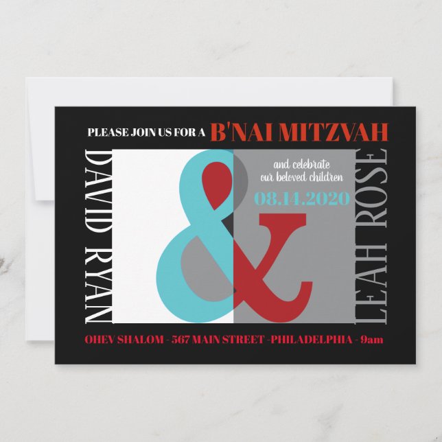 AMPERSAND B'NAI MITZVAH Bar Bat Mitzvah Einladung (Vorderseite)