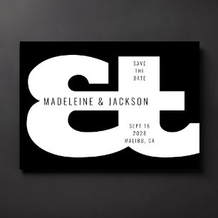 Ampersand Bold Typography Schwarz Save the Date Einladung