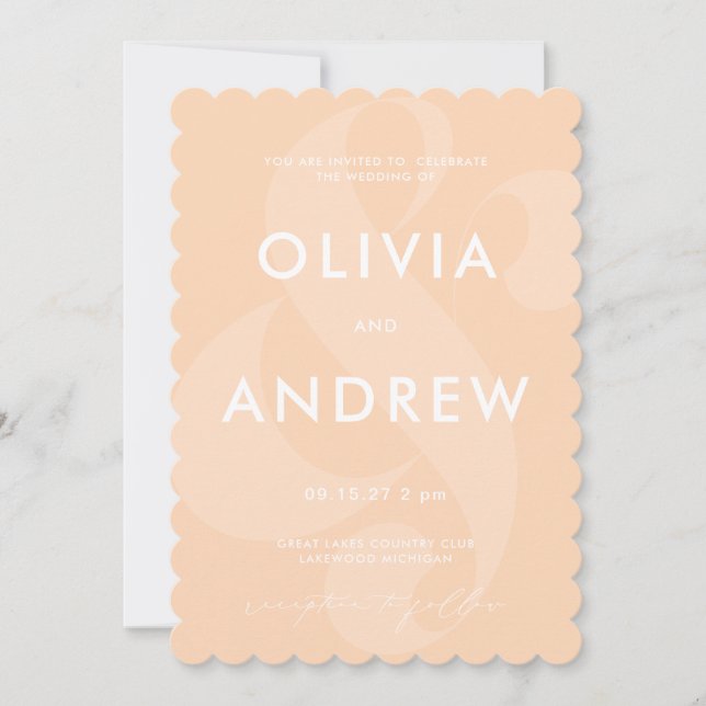 Ampersand Cream Desert Sand Faire-part de mariage (Devant)