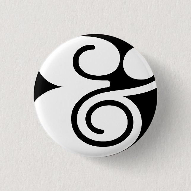 Ampersand "&" Designer Abstrakt | BL White | Button (Vorderseite)