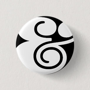 Ampersand "&" Designer Abstrakt BL White Button