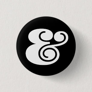 Ampersand "&" Designer BL White Button