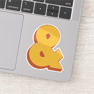 Ampersand-Etikett, fette 3D-Schriftart & Symbol Aufkleber
