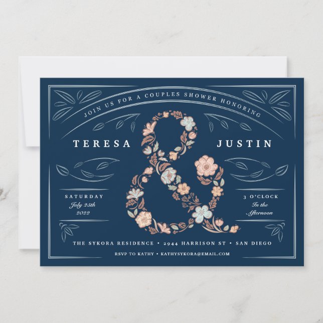 Ampersand Floral Couples ShowParty Invitation (Devant)