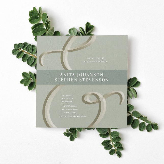 Ampersand Gold Sage Green Wedding Einladung (Von Creator hochgeladen)