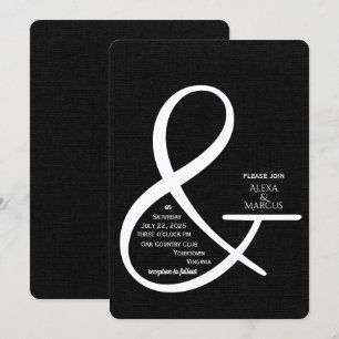 Ampersand Hochzeit Einladung zu schwarzer Textur