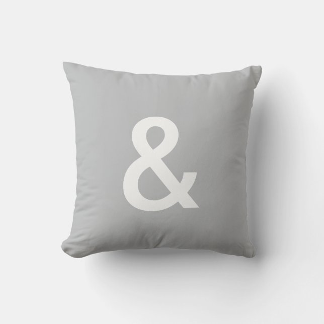 & (Ampersand) Knopfkissen, Grau & Weiß Kissen (Vorderseite)