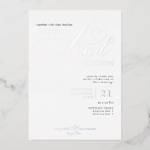 Ampersand Minimalistisches, elegantes Script-Hochz Folieneinladung