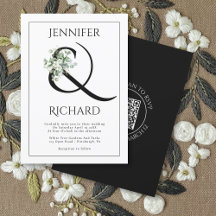 Ampersand mit Eukalyptus-Zweig und QR-Hochzeit