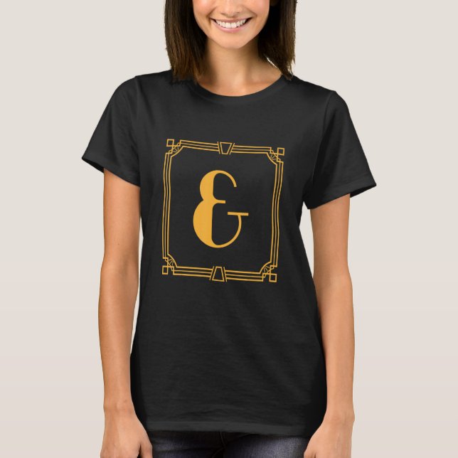 Ampersand Monogram Alphabet Initial Geometric Deco T-Shirt (Vorderseite)