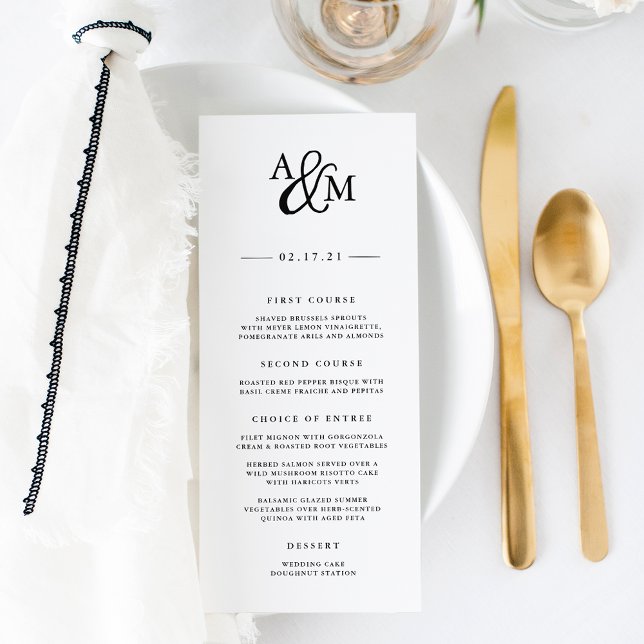 Ampersand Monogram Wedding Menu Card Menükarte (Von Creator hochgeladen)