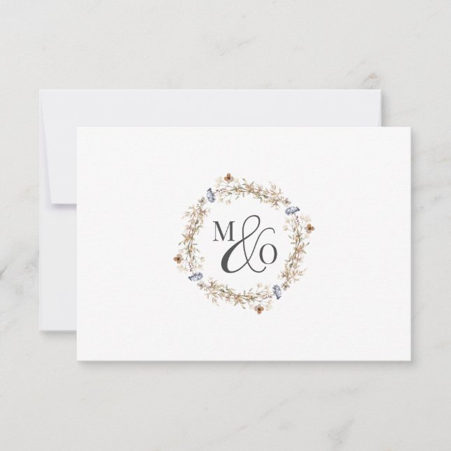 Ampersand Monogram Wedding Wildblume Mitteilungskarte (Vorderseite)