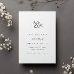 Ampersand-Monogramm-Save the Date-Karte | Grau Save The Date<br><div class="desc">Einfach und elegant speichern Sie die Dattelkarten benachrichtigen Sie Ihre Gäste über Ihre bevorstehende Hochzeit im zeitlosen Stil. Knackige weiße Karten ermöglichen die Bearbeitung Ihrer Initialen in einem Monogramm-Design, verbunden mit einem Kalligraphie-Skript-Ampersand. "Save the Date" erscheint unter dem Namen, dem Hochzeitsdatum und dem Standort im klassischen, dezenten Grauwürfeltyp. Fügen Sie...</div>