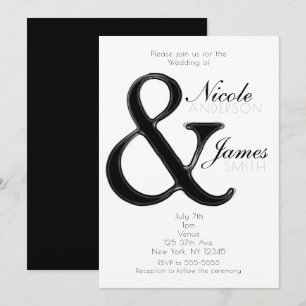 Ampersand noir & blanc Chic Wedding Invitations