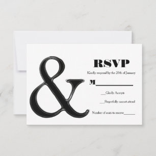 Ampersand noir & blanc Mariage chic moderne RSVP