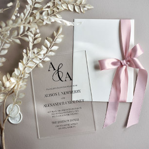 Ampersand noir et blanc Faire-part de mariage mode