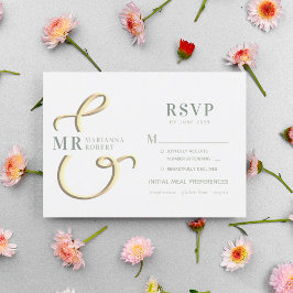 Ampersand Sage Green Wedding RSVP Card