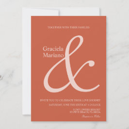 Ampersand Terracotta Pink Mute Wedding Einladung