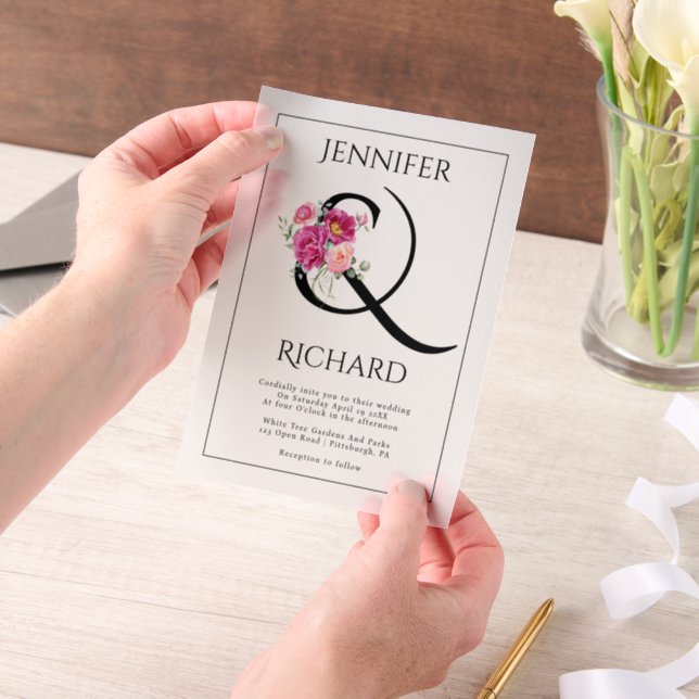 Ampersand und Bouquet mit rosa Rosen Blumenhochzei (Handgehalten)