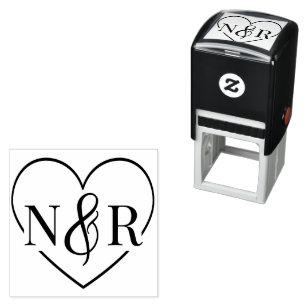 Ampersand und Herz Niedliche einfache Hochzeitsmon Permastempel