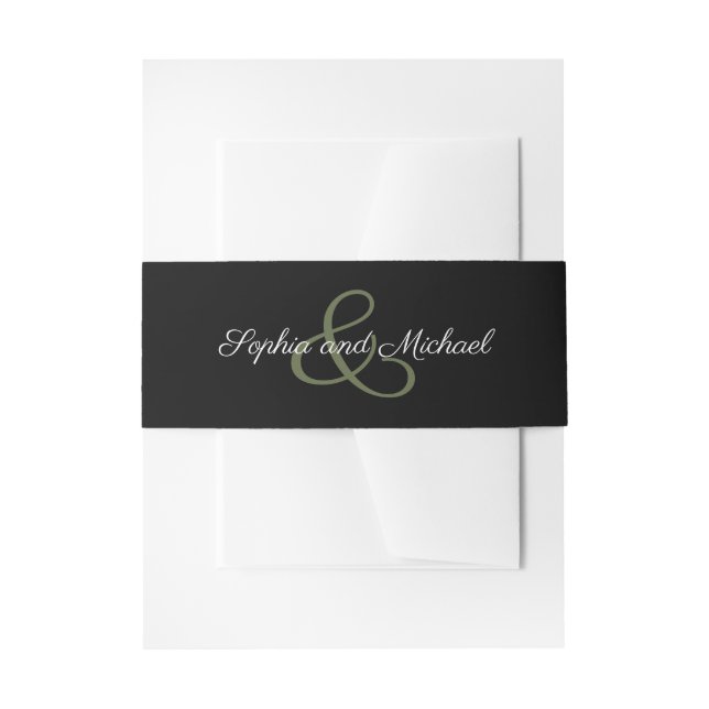 Ampersand Wedding Names Black Einladungsbanderole (Vorderseite Beispiel)