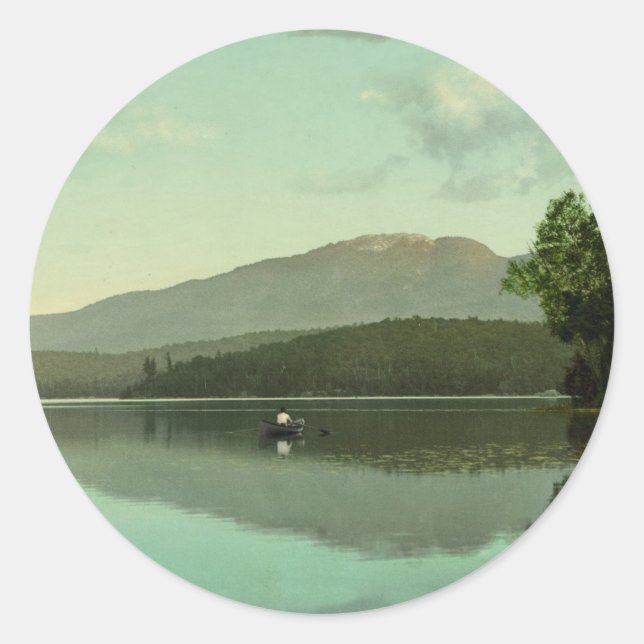 Ampersandberg am Rundsee (Mittelsaranac) Runder Aufkleber (Vorderseite)