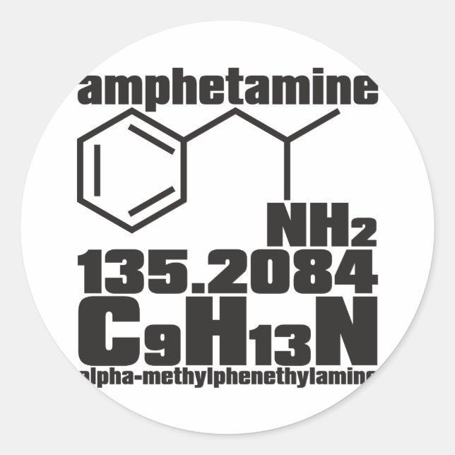 Amphetamin Runder Aufkleber (Vorderseite)